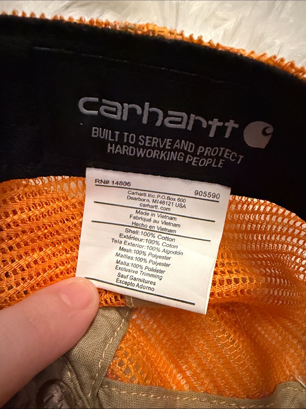Carhartt Orange Mesh Back Cap View 3